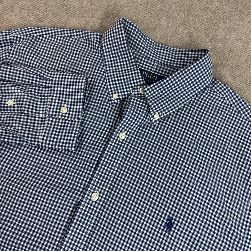 Polo Ralph Lauren Classic Fit Mens Sz XL Blue Gingham Button Down L/S